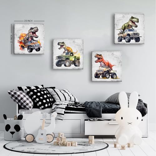 Cool Dinosaur Car Canvas Wall Art Dinosaur Posters - Image 3