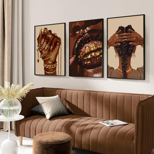 Pouydmi Black Girl Wall Art African Woman Canvas Wall Decor Black Women People - Image 3