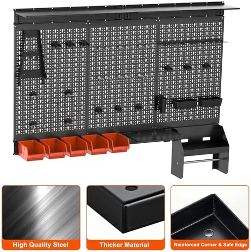 TORACK Metal Pegboard Wall Organizer 24x48 in, Tool Storage Pegboard - Image 5