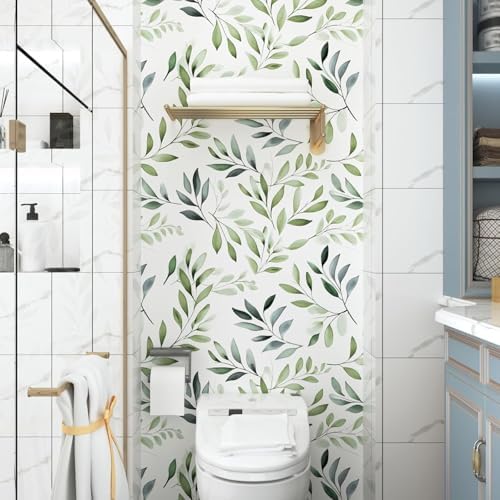 Danodoi Sage Green Vintage Leaf Peel and Stick Wallpaper 17.5" x 393" - Image 3
