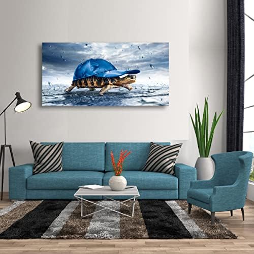 Haichuang Decor Art Funny Turtle Canvas Wall Art 40x20 Inches Framed Turtle - Image 3