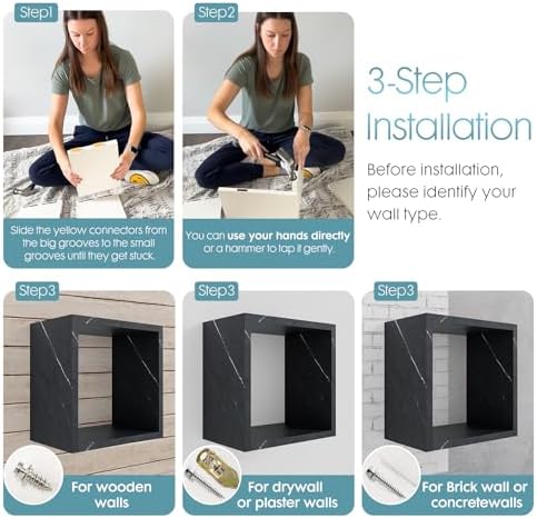 Kaboon Cube Floating Shelves Set2, Display Shelves Wall Mount 7.75" D x 12.5" W - Image 4