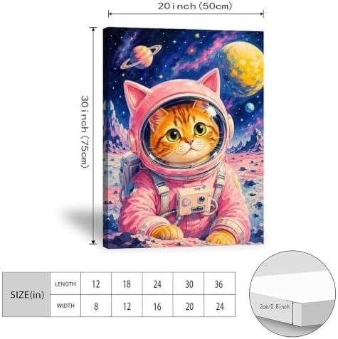 Cosmic Astronaut Cat Poster Space Galaxy Cat Canvas Wall Art - Image 3
