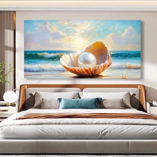 Seashells Pearls Pictures Canvas Wall Art Living Room Office Bedroom Wall Decor - Image 4