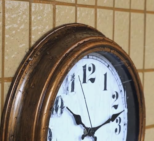 45MinST 12 Inch Indoor/Outdoor Retro Round Waterproof Wall Clock - Image 2