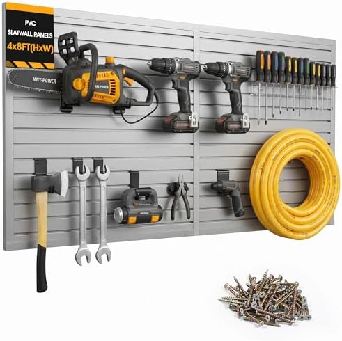 4'x8' Slatwall Panel Garage Storage System, PVC Slat Wall Paneling, Heavy Duty by Unknown