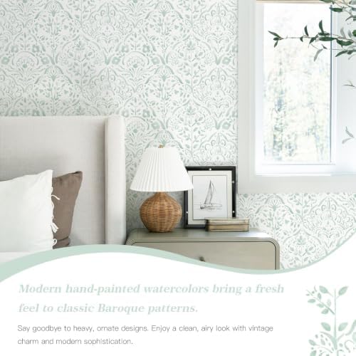 Heroad Peel and Stick Wallpaper Green Floral Wallpaper Boho Modern Wall Paper - Image 2