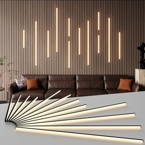 Wall Slat Lights 12pcs Black Self-Adhesive Wood Panel Lights by PeaceCozinessComfortable