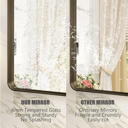 40x30 Inch Bronze Brushed Bathroom Mirror - Image 3