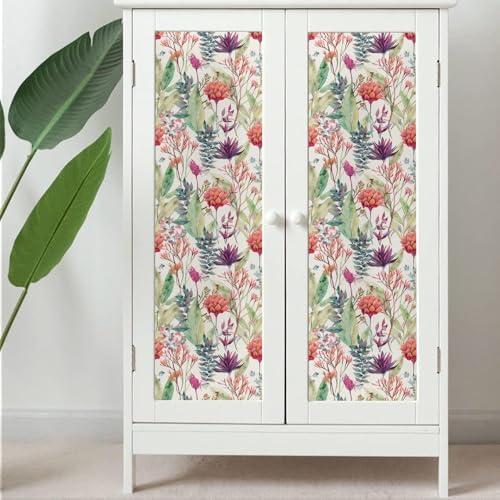 Watercolor Purple/Red/Green Grass Wildflower Floral Peel and Stick Wallpaper - Image 5