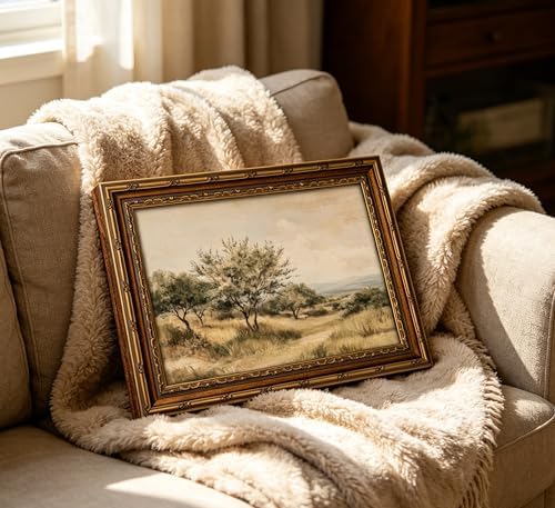 Vintage Gold Framed Olive Tree Landscape Wall Art - Image 3