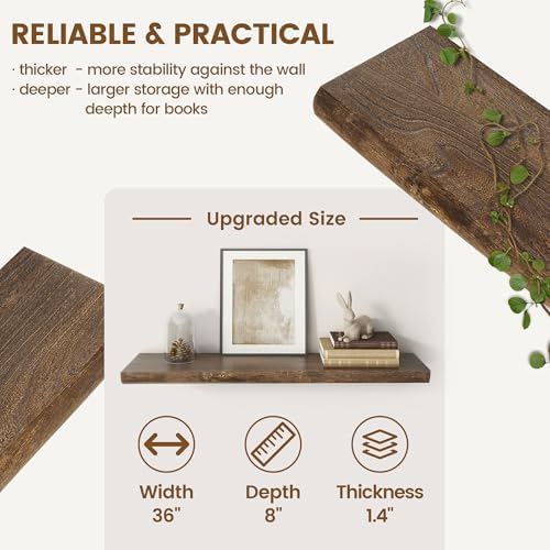 Live Edge Floating Shelves for Wall Decor, Solid Elm Wood Floating Shelves Wall - Image 5