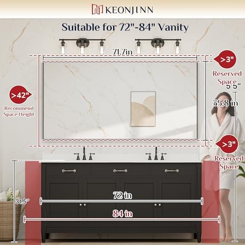 Keonjinn 60x36 Inch Nickel Bathroom Mirror - Image 2