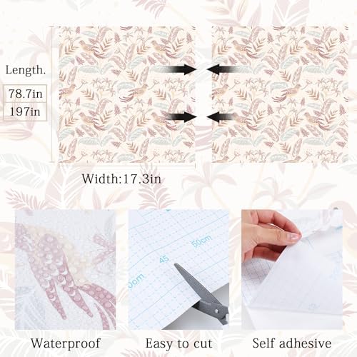 Vinjiasin Tropical Bird & Leaf Wallpaper, Boho Neutral Tone Contact Paper - Image 6