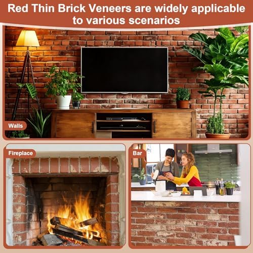 30 Pcs Red Faux Brick Veneer Tiles, 8 x 2.4 in, 3D Wall Panels - Image 4