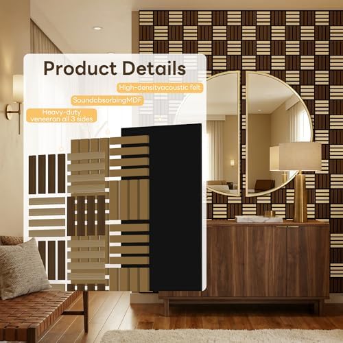 4 Pack Wood 3D Fluted Acoustic Wall Panels, Decorative Slat Wood Paneling - Image 4