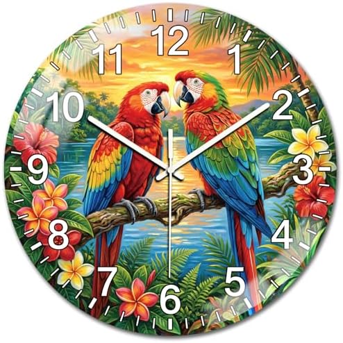 peacoblue Parrot Wall Clocks Battery Operated by PEACOBLUE