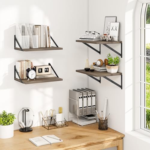 Heimlove 16W x 12D Deep Floating Shelves Set of 4 Grey - Image 2