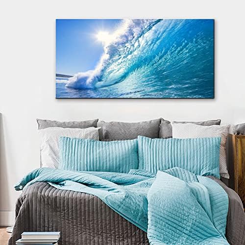 Rolling Ocean Waves Surfing Graphic Canvas Wall Art - Image 2