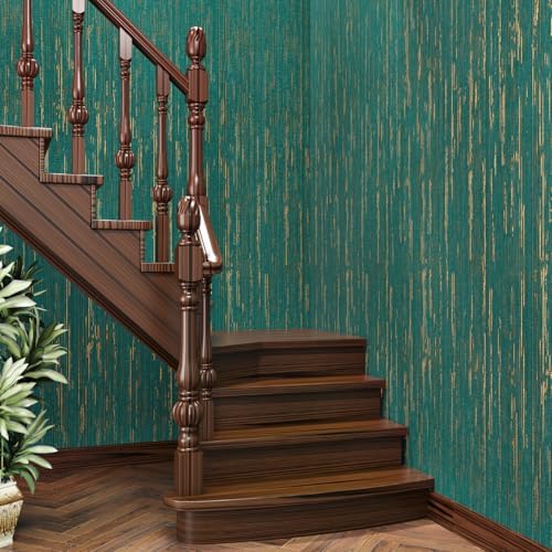 Green Grasscloth Wallpaper Peel and Stick Teal Textured Fabric Wallpaper - Image 4