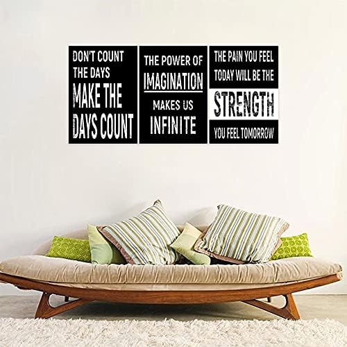 3 Piece Inspirational Wall Art Black Background Sayings Pictures, Quote - Image 3