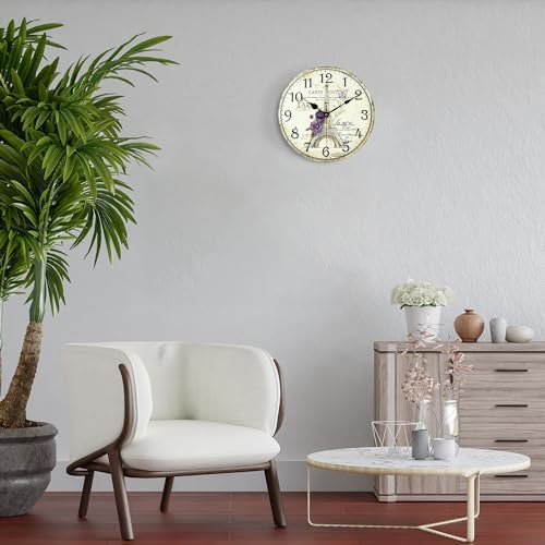Lafocuse Wooden Paris Eiffel Tower Wall Clock Silent Non Ticking 12 Inch - Image 4