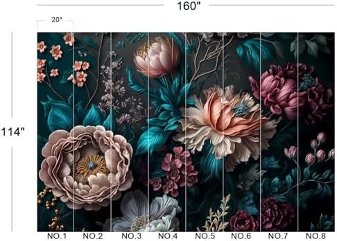 Luxurious 3D Floral Peony Teal Leaves Wallpaper Peel Stick - Image 5