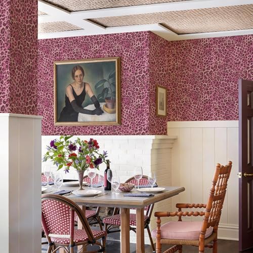 JiffDiff Upgrade Pink Leopard Print Peel and Stick Wallpaper, 17.3" x 120" - Image 4