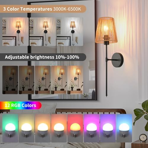 Battery Operated Wall Sconces Set of two, 15 Colors and Dimmable, Cordless - Image 4