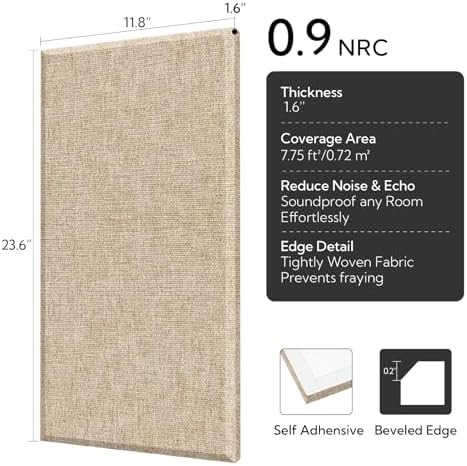 Olanglab Fiberglass Acoustic Wall Panels 4 Pack, 11.8'' x 23.6'' Sound Panels - Image 2