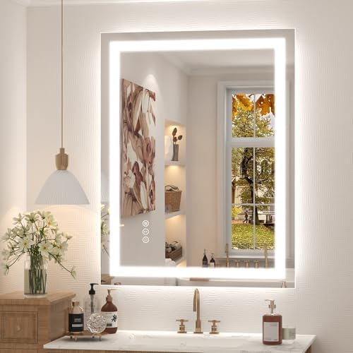 26x36 Inch LED Bathroom Mirror, Backlit and Front Lights by CHARMOR