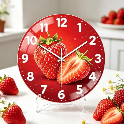 peacoblue Strawberry Wall Clocks Battery Operated - Image 3