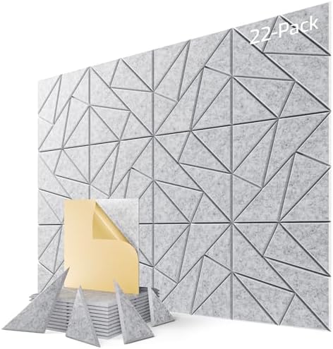 22 Pack Geometric Design Sound Proof Foam Panels by Lebenforce