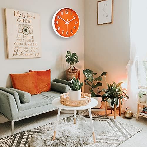 HZDHCLH 12 Inch Silent Wall Clock Battery Operated Non Ticking Orange White - Image 6