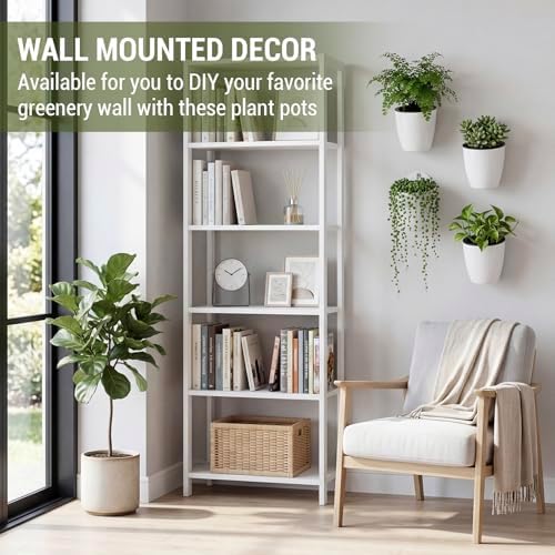 MyGift 5 Inch White Self Watering Wall Planter Pots - Image 2