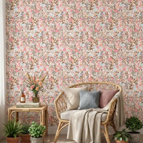 Pink Floral Drawer Liner Contact Paper Pastel Pink Blue Floral Peel and Stick - Image 3