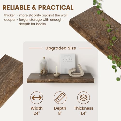 Live Edge Floating Shelves for Wall Decor, Solid Elm Wood Floating Shelves Wall - Image 5