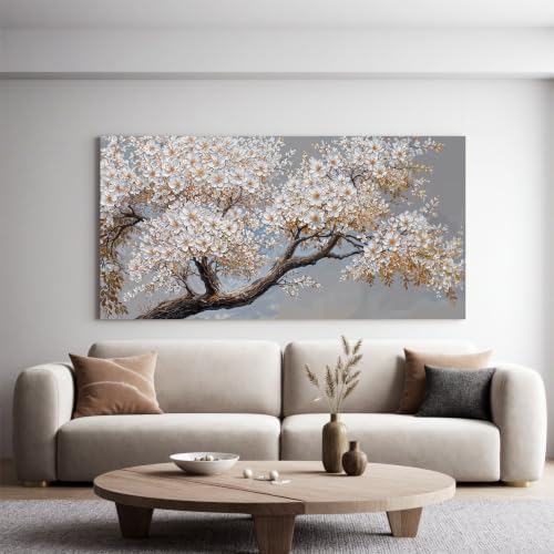 Modern Elegant White Flower Tree Of Life Wall Art - Image 5