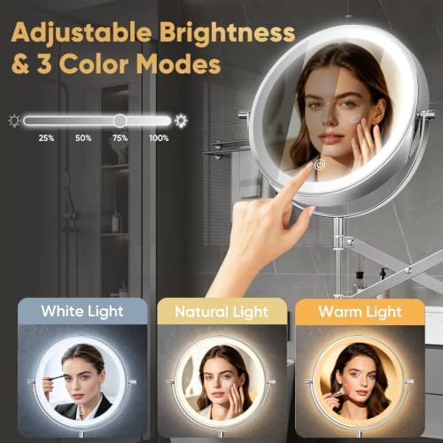 8" Rechargeable Wall Mounted Makeup Mirror Double Sided Magnifying - Image 4