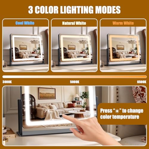 Vanity Mirror with Lights 22"×17", Large LED Makeup Mirror with Light, Smart - Image 3