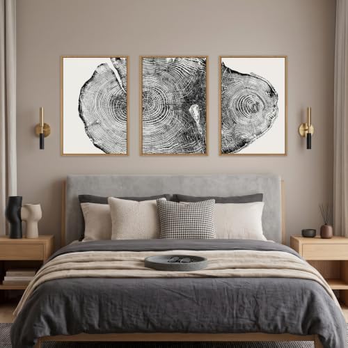 Aryroi Large Vintage Tree Ring Framed Canvas Wall Art Set- 24"x36"x3 - Image 4