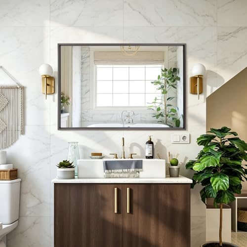 AAZZKANG Rectangular Metal Frame Mirror 28"x20" Retro Bathroom Bedroom Wall - Image 4
