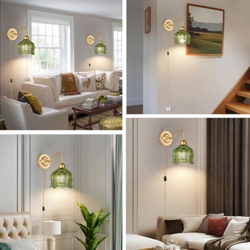 Vintage Plug in Wall Sconces Set of Two, Dimmable Wall Sconces Lights - Image 7