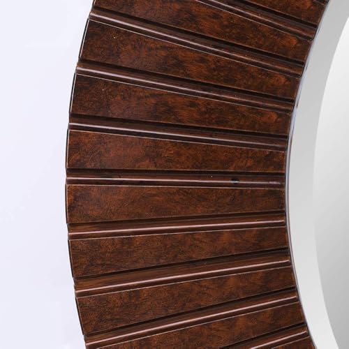 Chende 36'' Circle Mirror with Wood Frame, Large Decorative Mirror - Image 3