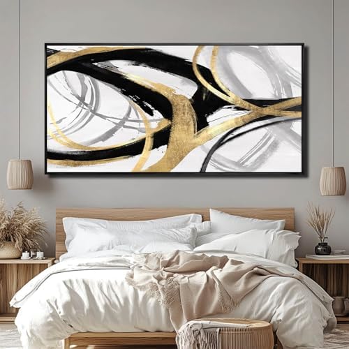 Large Canvas Wall Art Room Decor Framed Wall Art Abstract Line Paintings Home - Image 3