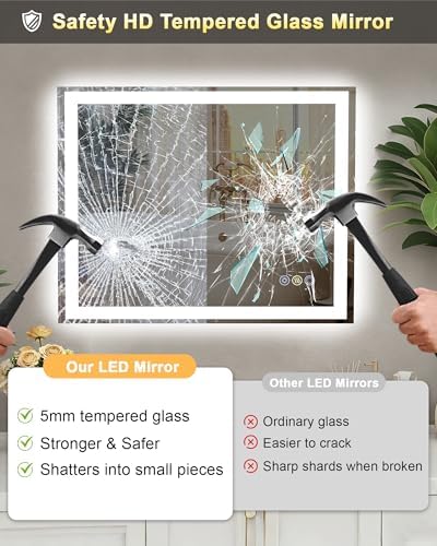 36x36 LED Bathroom Mirror, Separate Front and Back Lights - Image 5