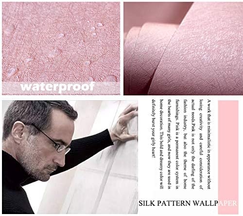 MelunMer Pink Silk Wallpaper Peel and Stick Removable Textured 15.7"x118" - Image 5
