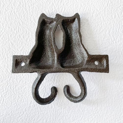 Rustic Cat-Shaped Decorative Wall Hook Rack Hangers - Image 7
