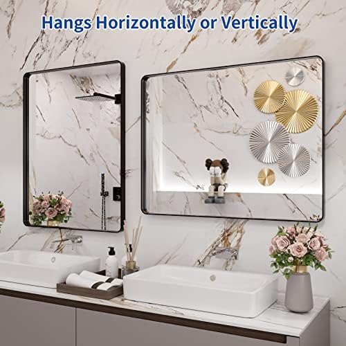 WEER Black Bathroom Vanity Mirror 28X36 Inch - Image 5