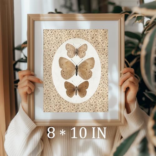 uniro Vintage Butterfly Canvas Wall Art, Bedroom Bathroom Shelf Retro Butterfly - Image 3